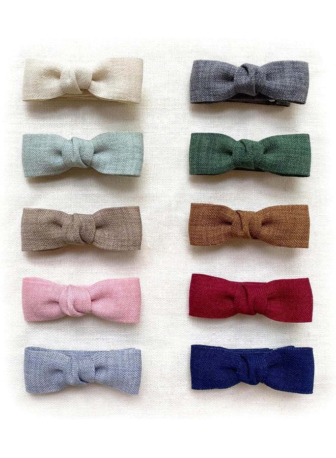 Cherssy Baby Girls Tiny Hair Bow Clips, 10pcs Boutique Fully Lined Hair Pins Mini Baby Barrettes Accessories for Infants Toddlers Fine Hair - Image 1